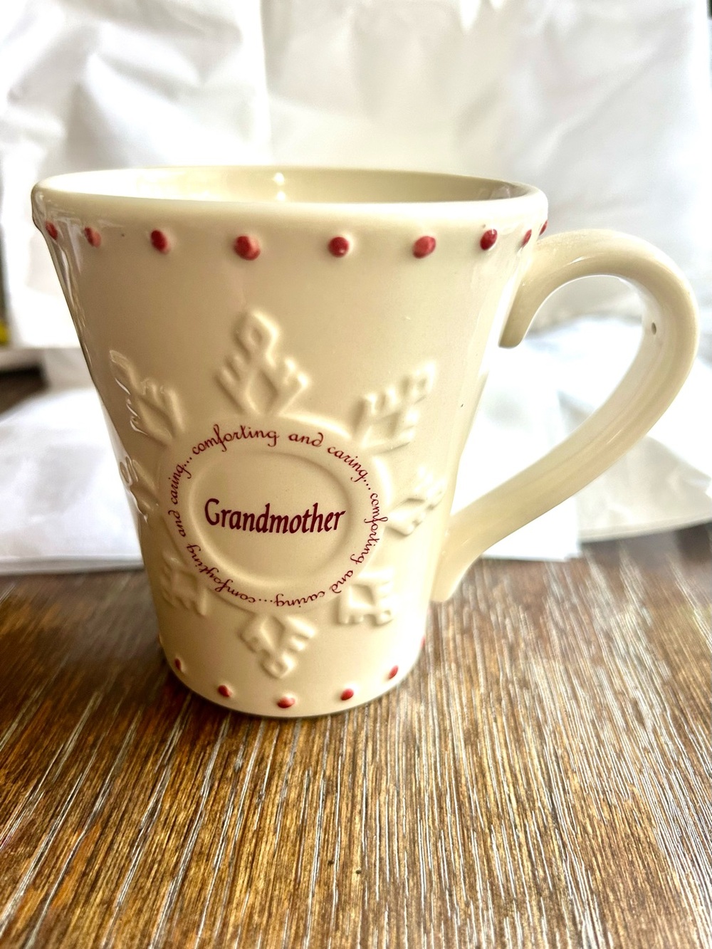 Russ Ivory 'Grandmother' Ceramic Mug with Red Accents - Picture 8 of 9